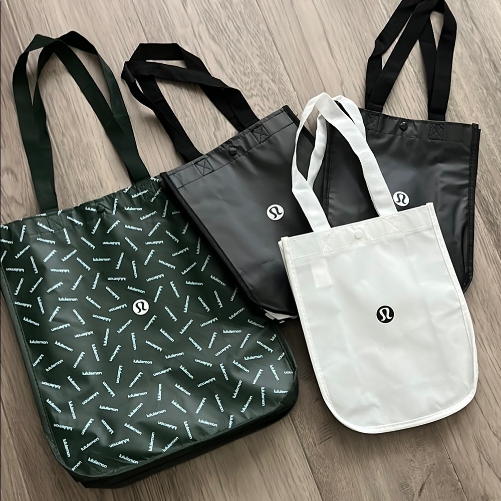 Lululemon Tote Bag Set - Green, Black, White